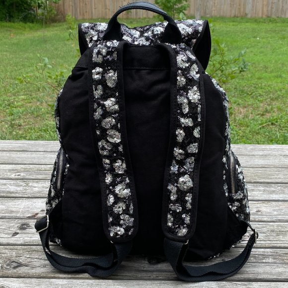 Victoria's Secret PINK Bling Black Leopard Backpack with Sequins *RARE* - Picture 4 of 16